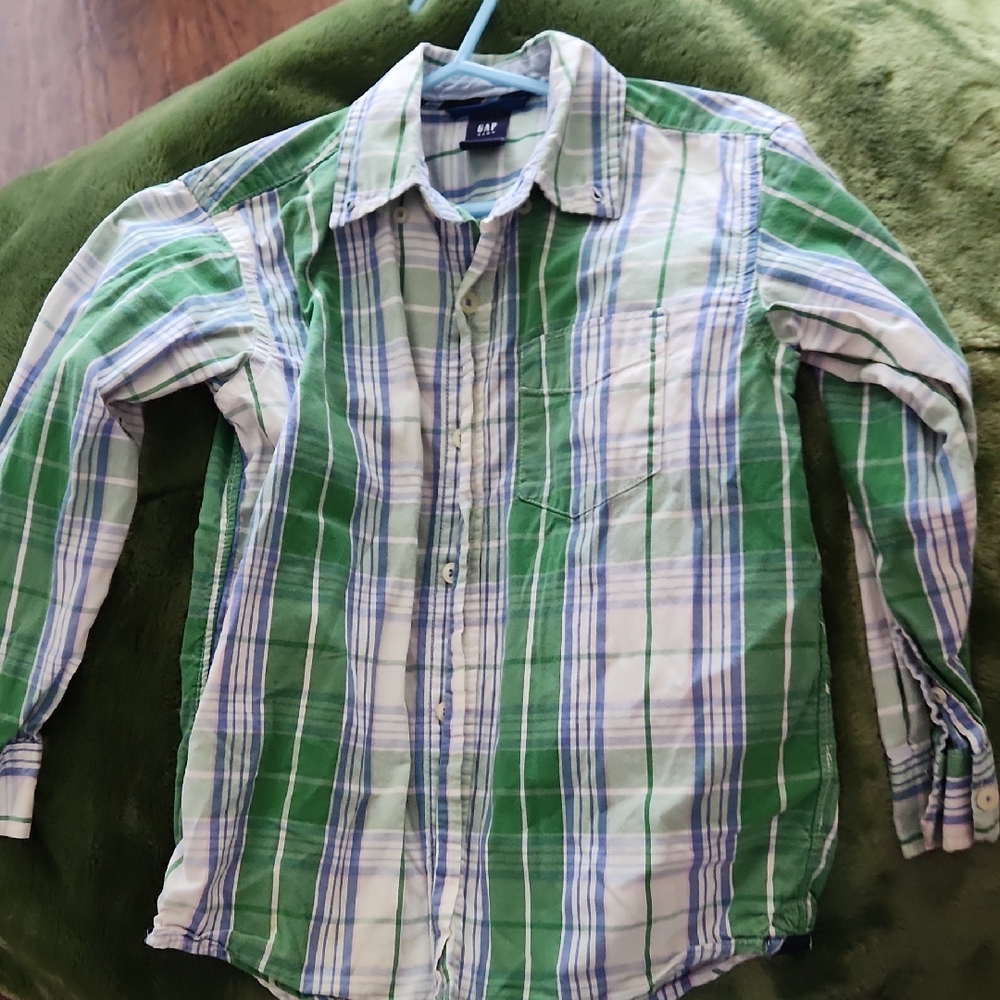 GAP Green and Blue Button Down Shirt Classic Plaid